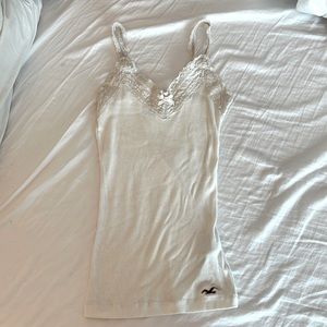 White lacy “vintage” softcore Hollister tank top